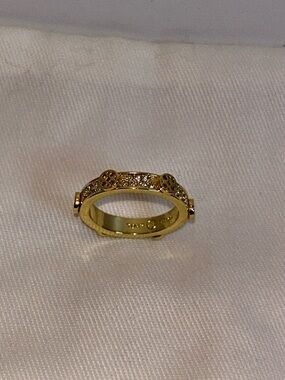 Tory Burch logo gold ring with rhinestones